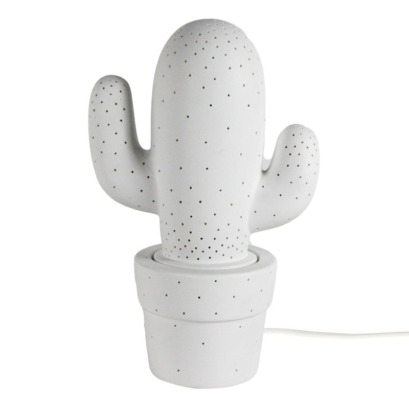 ORIGEN Home Decor Lámpara cactus sobremesa Lamparas | Lámpara de Sobremesa Blanco - 30x19x12cm