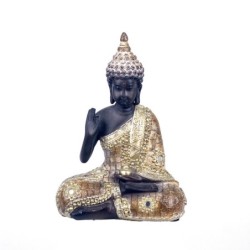 By SIGRIS Figura Buda Gris de Resina 21X8X15cm Figura de Buda Decoración Hogar Figuras De Resina Para Jardin