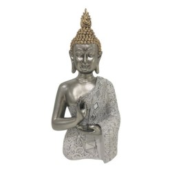 ORIGEN Home Decor Figura Buda Budas | Figura de Buda Plateado - 35x17x12cm