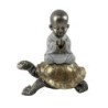 ORIGEN Home Decor Figura Monje con Tortuga Budas | Figura de Buda Plateado - 17x17x12cm