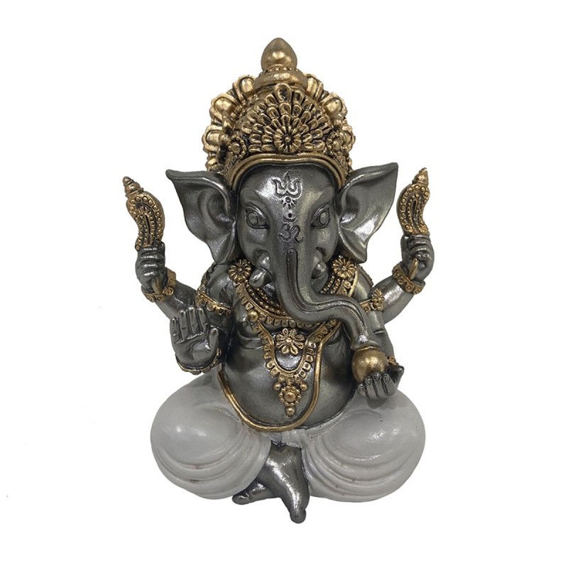 ORIGEN Home Decor Figura Ganesh Budas | Figura de Buda Plateado - 13x10x9cm