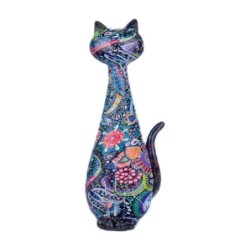 By SIGRIS Figura Gato Negro de Resina 21X6X8cm Figura de Gato Decoración Hogar Figuras De Resina Para Jardin