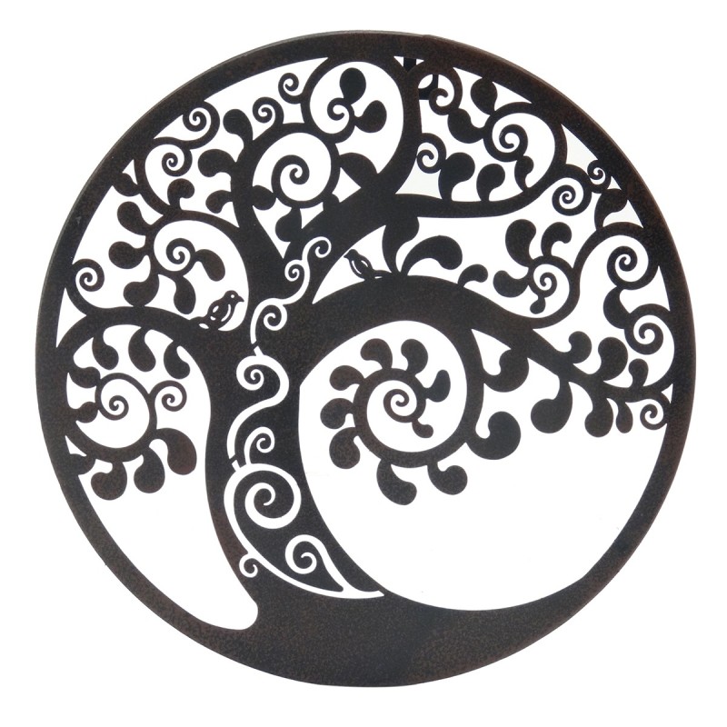 ORIGEN Home Decor Adorno Árbol de la vida Apliques Metal | Aplique Metal Gris Redondo - 30x30x1cm