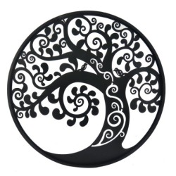 ORIGEN Home Decor Adorno Árbol de la vida Apliques Metal | Aplique Metal Gris Redondo - 30x30x1cm