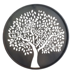 ORIGEN Home Decor Adorno Árbol de la vida Apliques Metal | Aplique Metal Negro Redondo - 60x60x1cm