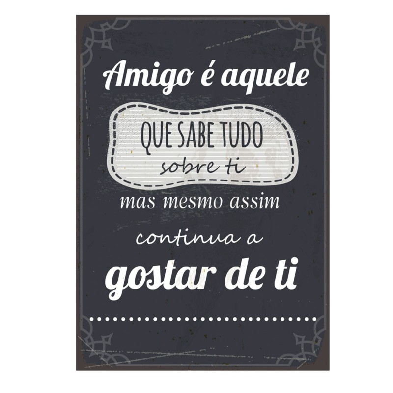 ORIGEN Home Decor Adornos pared portugues Placas Metal | Placa de Metal Negro Rectangular - 33x24x1cm