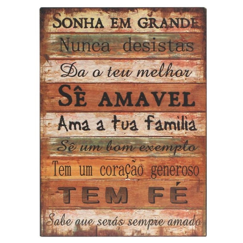 ORIGEN Home Decor Adornos pared portugues Placas Metal | Placa de Metal Marrón Rectangular - 33x24x1cm