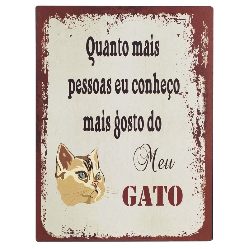 ORIGEN Home Decor Placa Pared Gato Placas Metal | Placa de Metal Multicolor Rectangular - 33x25x1cm