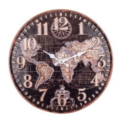 ORIGEN Home Decor - Reloj Pared Mundo  Adorno Pared | Relojes Negro - 40x4x40 cm