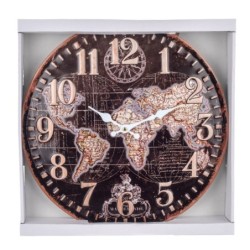 ORIGEN Home Decor - Reloj Pared Mundo  Adorno Pared | Relojes Negro - 40x4x40 cm