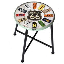 ORIGEN Home Decor - Taburete Route 66  Muebles | Mueble Auxiliar Azul - 46x35x35 cm