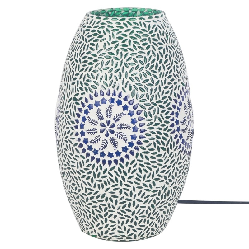 ORIGEN Home Decor Lampara Mosaico Sobremesa Lamparas Verde 32x18x18cm - Exótica lámpara árabe de mesa