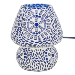 ORIGEN Home Decor Lampara Mosaico Sobremesa Azul - 18x14x2cm Exótica Lámpara de Cristal para Decoración del Hogar