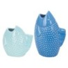 ORIGEN Home Decor Jarron Pez 2U Bandejas Azul - 20x13x8cm, Ceramica Decorativa