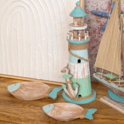 ORIGEN Home Decor Faro Marinero Azul - Figura Decorativa de 41x14x14cm