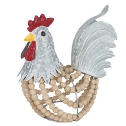 ORIGEN Home Decor Gallo Animales Figura de Gallina Plateado 26x28x16cm