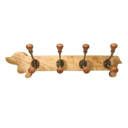 ORIGEN Home Decor Percha Perro 4 Pomos Marrón - 14x45x8cm | Percheros Vintage para Decoración de Pared