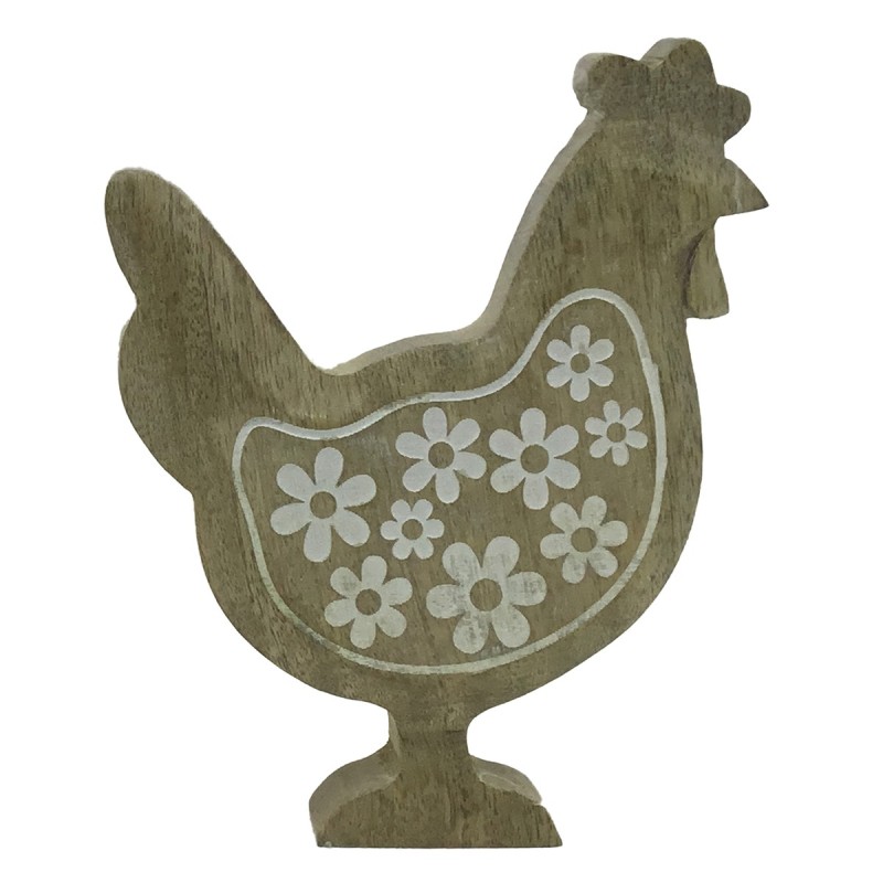 ORIGEN Home Decor Gallina De Madera Marrón - Figura de Gallina 15x13x3cm