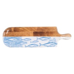 ORIGEN Home Decor Tabla De Cortar Peces Cajas Y Bandejas | Tabla Azul Ovalado - 2x49x15cm