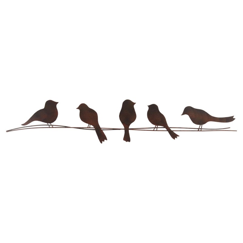 ORIGEN Home Decor Adorno Pared Pajaros Apliques Metal Negro 19x96x1cm