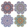 ORIGEN Home Decor Posavasos Mandala 4U Gris Redondo - Set de 4 - Ideal para Decoración Vintage de Cocina - Protege