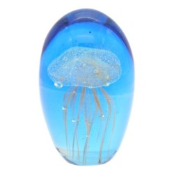 ORIGEN Home Decor Pisapapel Medusa Azul - 11x7x7cm | Elegante Pisapapeles de Cristal