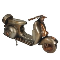 ORIGEN Home Decor Scooter Metal Vintage | Figura Decorativa Moto Italiana Gris 16x29x10cm