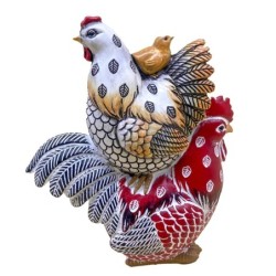 ORIGEN Home Decor Gallo Gallina Pollito Figura de Gallina Rojo 25x20x9cm