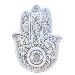 ORIGEN Home Decor Plato Mano De Fatima Bandejas Figura de Mano Blanco 4x25x17cm