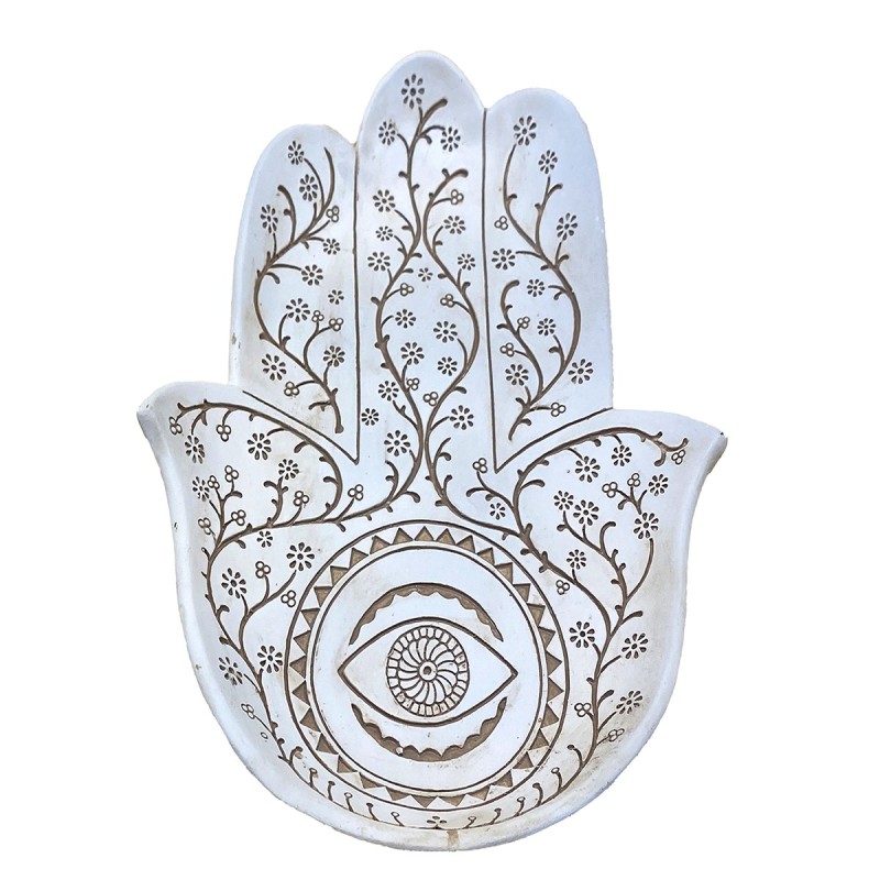 ORIGEN Home Decor Plato Mano De Fatima Bandejas Figura de Mano Blanco 4x25x17cm