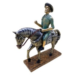 ORIGEN Home Decor Don Quijote Sobre Caballo Figura de Persona Gris - 24x23x7cm