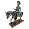 ORIGEN Home Decor Don Quijote Sobre Caballo Figura de Persona Gris - 24x23x7cm