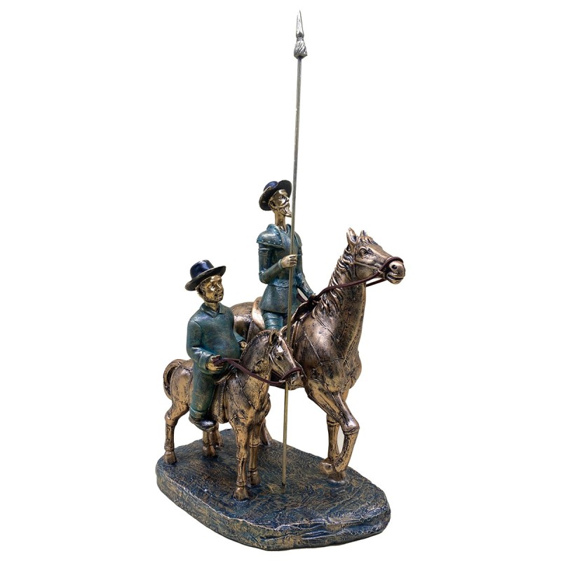 ORIGEN Home Decor Don Quijote Sancho Caballo Figura de Persona Gris - 30x25x14cm Varios