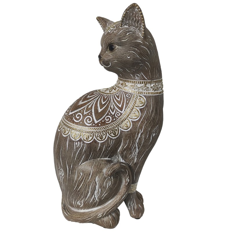 ORIGEN Home Decor Gato Plateado - Figura de Gato Animales 29x15x11cm