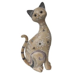 ORIGEN Home Decor Gato Animales | Figura de Gato Gris - 23x12x6cm