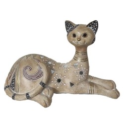 ORIGEN Home Decor Gato Animales | Figura de Gato Gris - 15x24x11cm