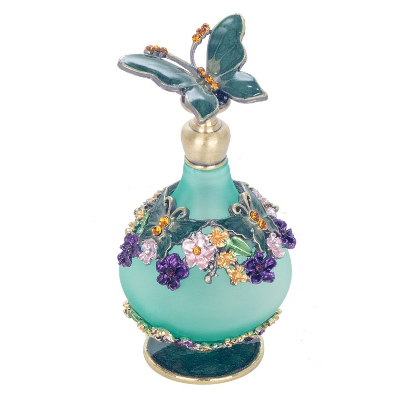 ORIGEN Home Decor Botella De Perfume Miniaturas Azul 9x5x5cm Metal y Cristal