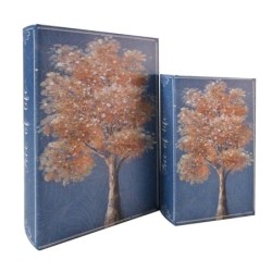 ORIGEN Home Decor Caja Libro Arbol 2U Azul Rectangular - 27x18x7cm