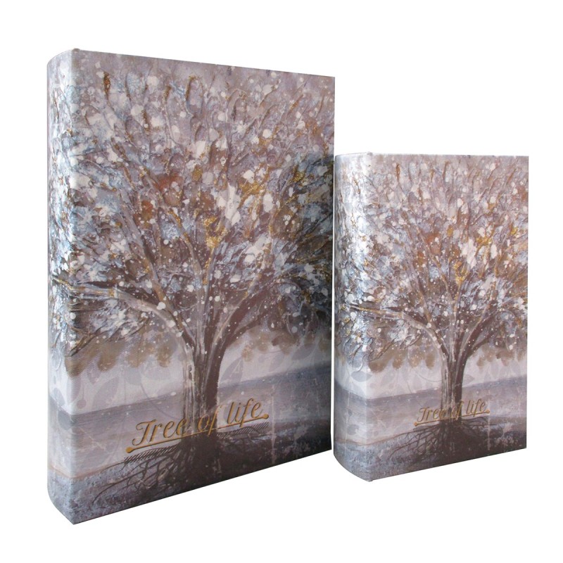 ORIGEN Home Decor Caja Libro Arbol 2U - Cajas Libro Gris Rectangular 27x18x7cm