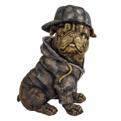 ORIGEN Home Decor Perro Bulldog Animales Figura de Perro Marrón - 24x18x14cm