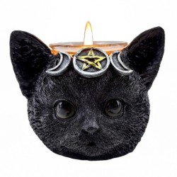 ORIGEN Home Decor Vela Gato Jarrones Y Portavelas Negro - 7x9x8cm