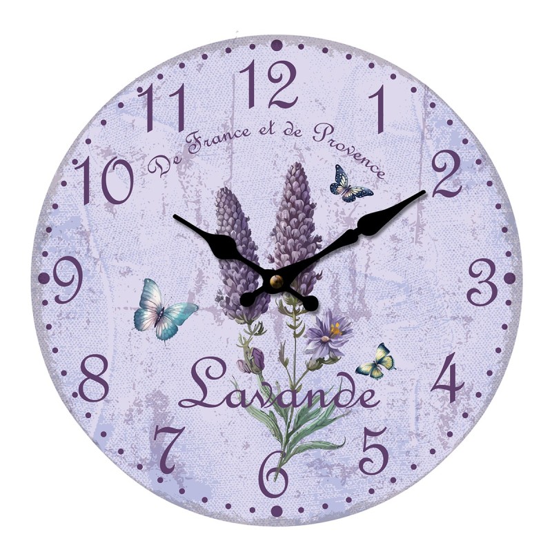 ORIGEN Home Decor Reloj Relojes Lila Redondo - 34x34x4cm Vintage Mapamundi