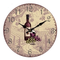 ORIGEN Home Decor Reloj Uva Y Vino Redondo Naranja 34x34x4cm - Decoración Vintage de Pared