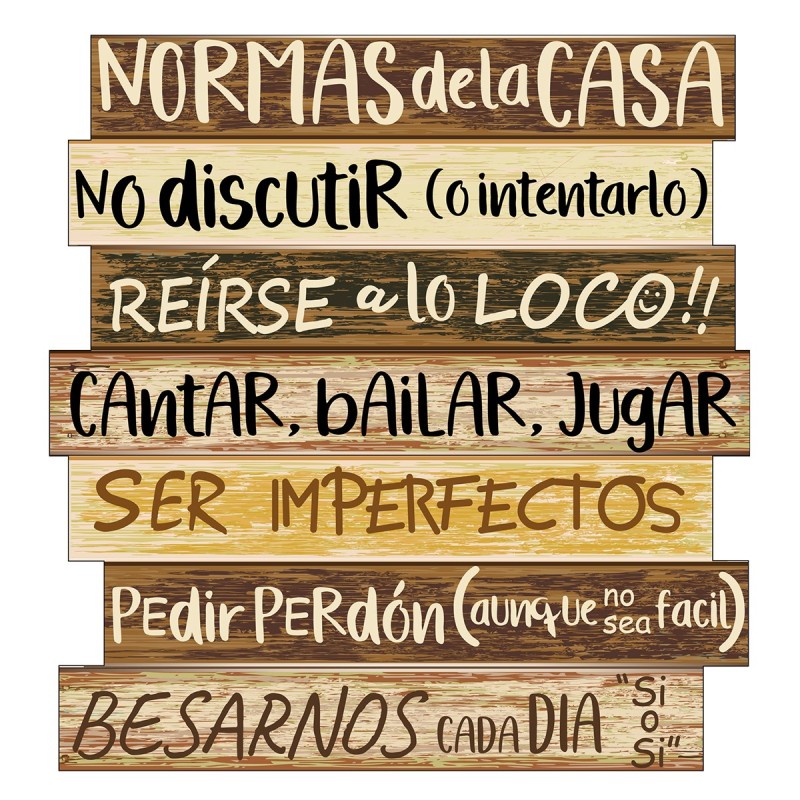 ORIGEN Home Decor Adorno Pared Normas De Casa Placas Metal Marrón 32x30x1cm