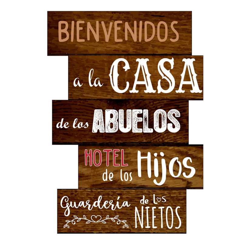 ORIGEN Home Decor Adorno Pared Casa Abuelos Placas Metal Marrón 30x21x1cm