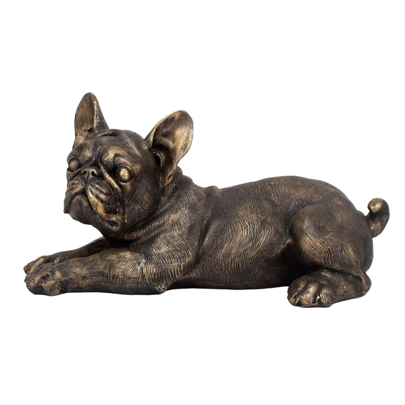 ORIGEN Home Decor Perro Bulldog Animales Figura de Perro Gris - 16x31x16cm