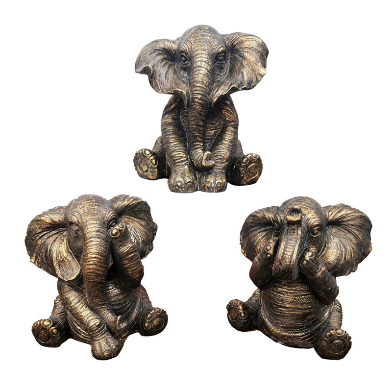 ORIGEN Home Decor Elefantes 3U Africanas Y Elefantes Figura de Elefante Gris 15x14x13cm