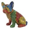 ORIGEN Home Decor Perro Bulldog Animales Figura de Perro Azul - 28x29x18cm