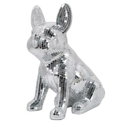 ORIGEN Home Decor Perro Animales | Figura de Perro Plateado - 32x28x17cm