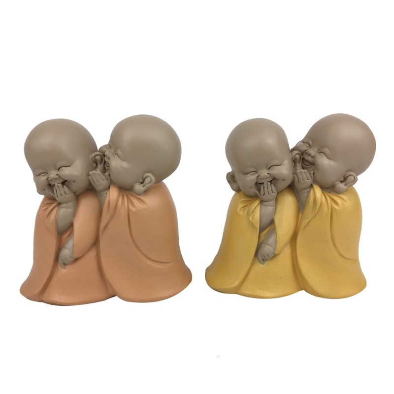 ORIGEN Home Decor Figura Monjes Secreto 2U Budas | Figura de Buda Naranja - 12x12x7cm